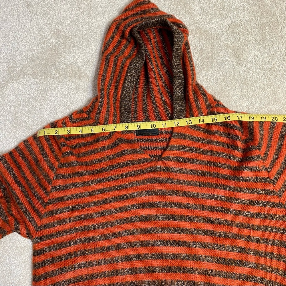 100% Alpaca pull on  stripe knit sweater with hood - Picture 6 of 7